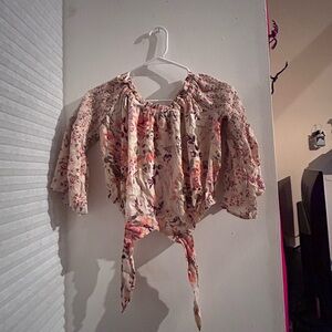 Angie Floral Blouse - Cream and Pink